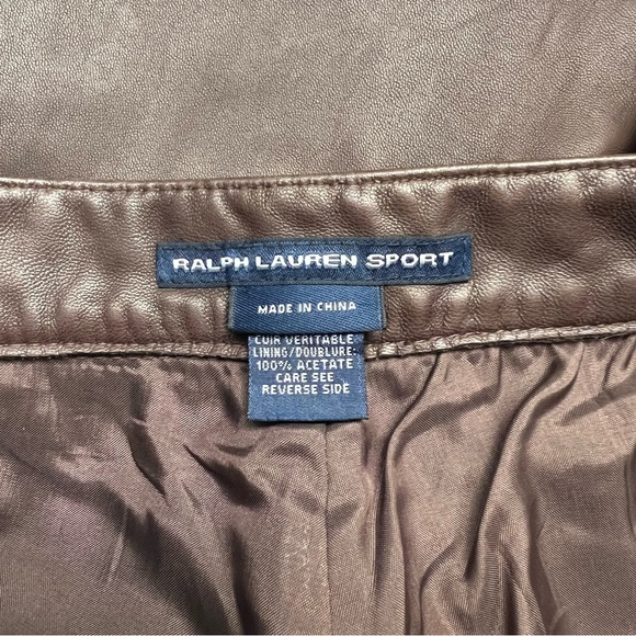 Ralph Lauren Sport Dark Brown Espresso 100% Leather Pants Boot Cut Medium Waist - Picture 3 of 11